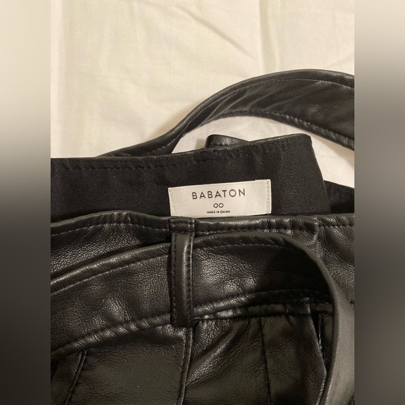 Aritzia babaton vegan leather trouser high rise pant belted black size 00 - Picture 3 of 6
